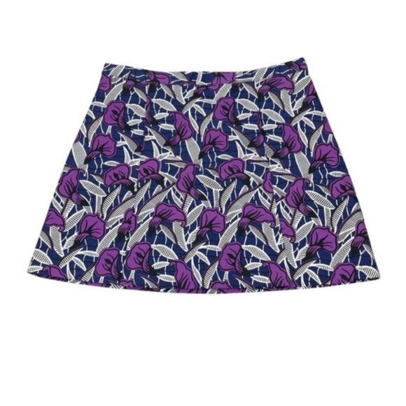 Club Monaco Valerie A-Line Skirt in Blue Motif Size 8 - Picture 4 of 7